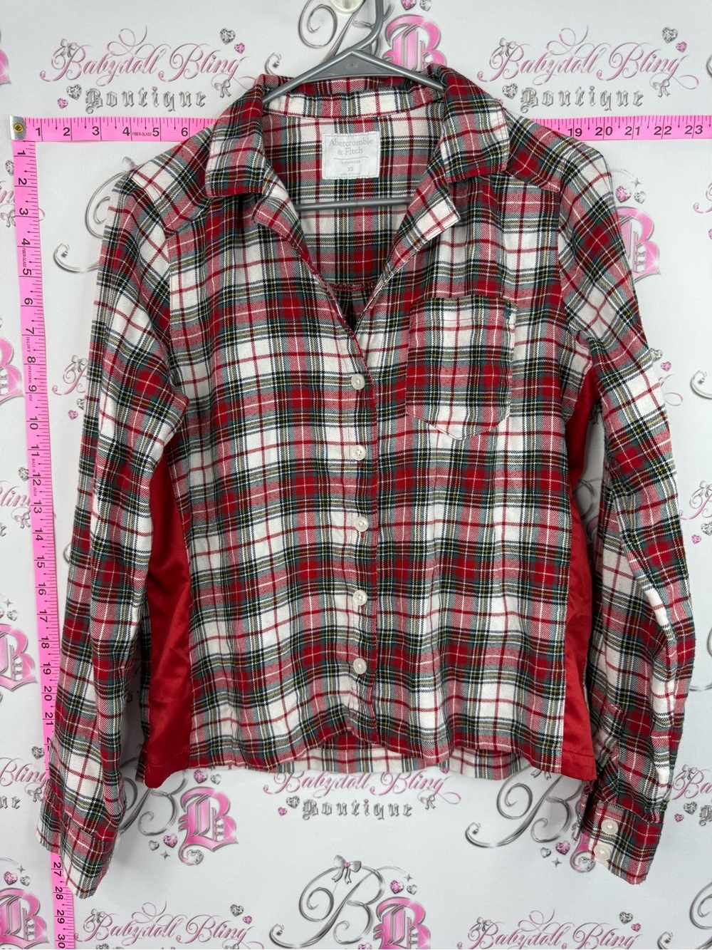 Abercrombie & Fitch shirt Red, White and Green Plaid stripes